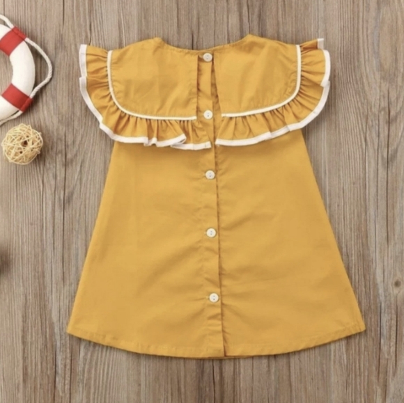 Mustard Fall Thanksgiving Dress Spring Easter Girl Outfit Clothes Dress Birthday - Picture 4 of 5